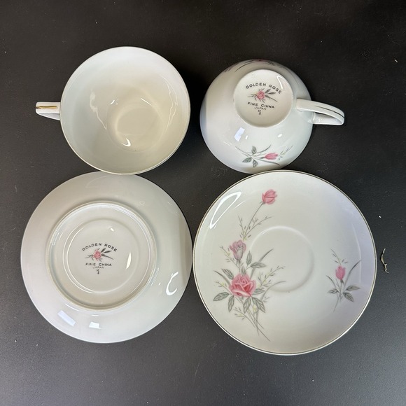Vintage "Golden Rose" Cup & Saucer, Gold Rimmed By Fine China Of Japan, Set of 2 - Picture 6 of 7